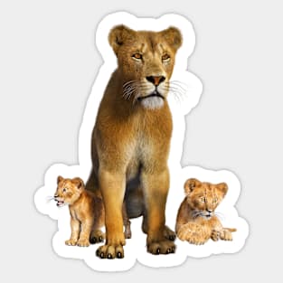 Lioness and cubs Sticker